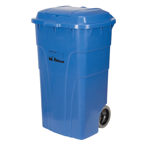 Roll Out Recycling Bin, Curbside, Polyethylene, 65 US gal. Absolute Business Supply