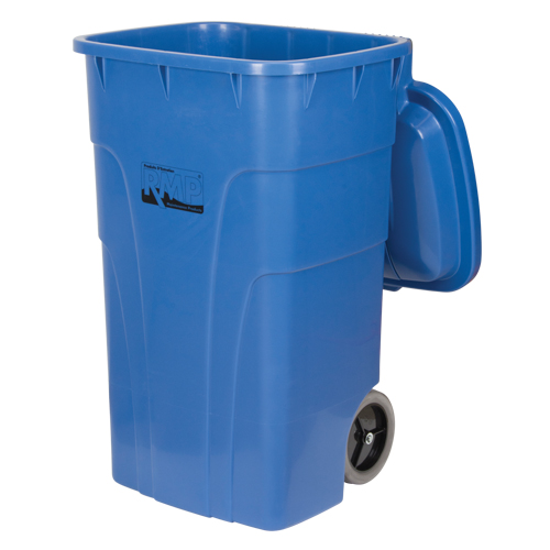 Roll Out Recycling Bin, Curbside, Polyethylene, 65 US gal. Absolute Business Supply