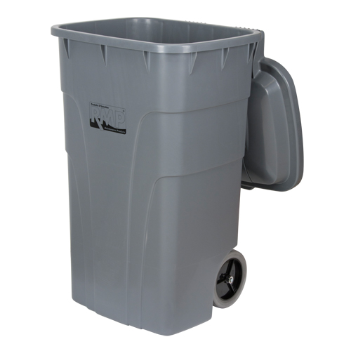 Roll Out Garbage Bin, Polyethylene, 65 US gal. Absolute Business Supply