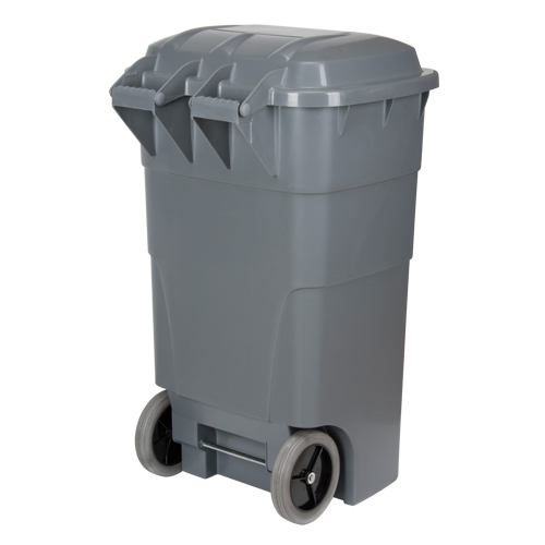 Roll Out Garbage Bin, Polyethylene, 65 US gal. Absolute Business Supply
