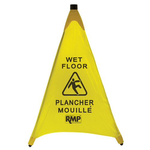 "Wet Floor" Pop-Up Safety Cone, Bilingual with Pictogram Absolute Business Supply