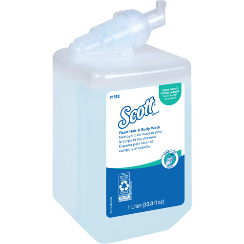 Savon moussant pour le corps et les cheveux Scott Pro, 1000 ml, Fraîcheur, Bouteille Absolute Business Supply