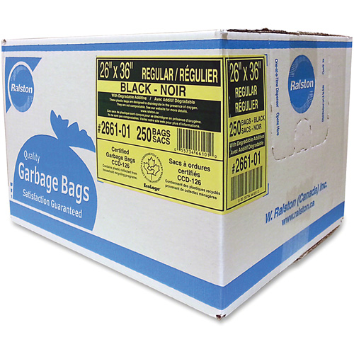 Industrial Garbage Bags, Regular, 36" W x 26" L, 0.65 mils, Black Absolute Business Supply