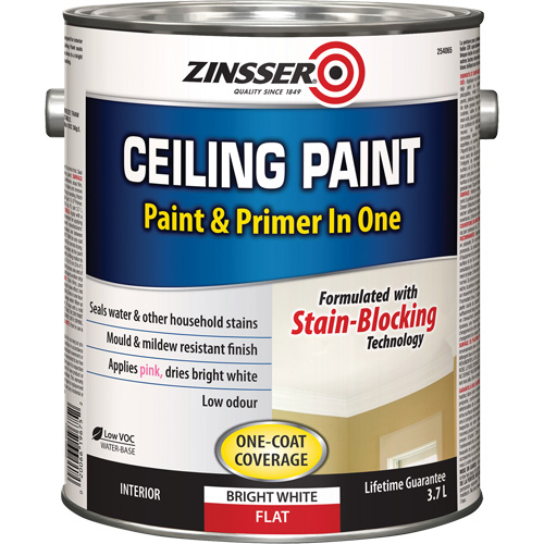 Peinture et appr&ecirc;t pour plafond en un seul produit, Blanc, Tr&egrave;s mat, 3,78 L, Gallon Absolute Business Supply