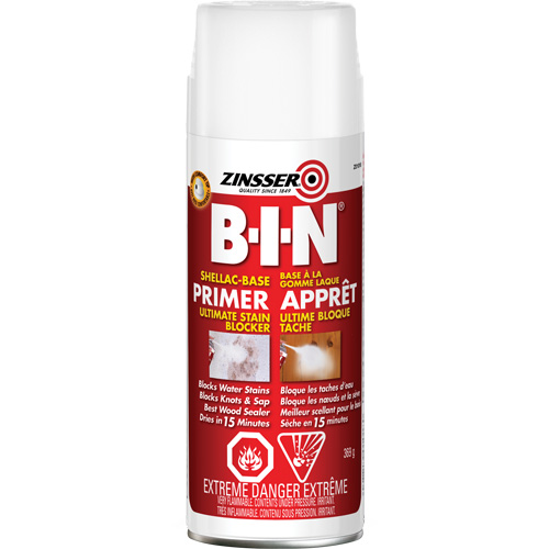B-I-N&reg; Shellac-Base Sealer Primer, 369 g, Aerosol Can, White Absolute Business Supply