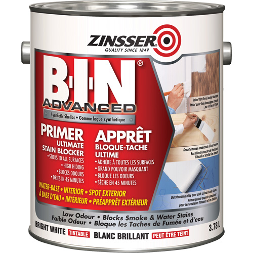 Appr&ecirc;t avanc&eacute; &agrave; base de gomme-laque synth&eacute;tique B-I-N, 3,78 L, Gallon, Blanc brillant teintable Absolute Business Supply