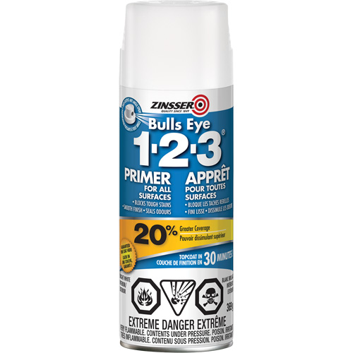 Bulls Eye 1-2-3&reg; Water-Base Primer, Aerosol Can, White Absolute Business Supply