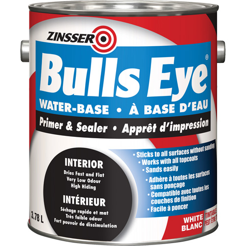 Bulls Eye&reg; Water Based Primer, 3.78 L, Gallon, White Absolute Business Supply
