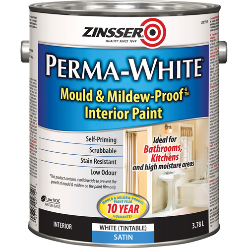 Perma-White&reg; Mold & Mildew-Proof Interior Paint, 3.78 L, Gallon, White Absolute Business Supply