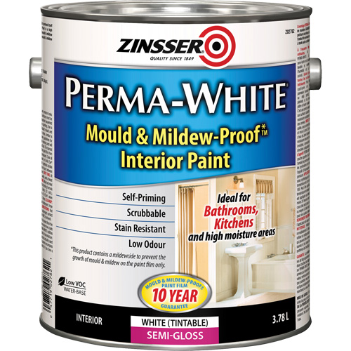 Perma-White&reg; Mold & Mildew-Proof Interior Paint, 3.78 L, Gallon, White Absolute Business Supply