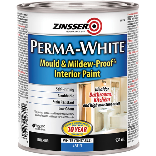 Perma-White&reg; Mold & Mildew-Proof Interior Paint, 931 ml, Can, White Absolute Business Supply