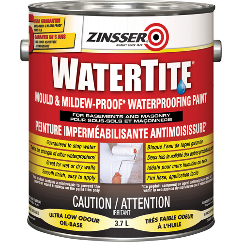 Watertite&reg; Mold & Mildew-Proof Waterproofing Paint, White, Eggshell, 3.78 L, Gallon Absolute Business Supply