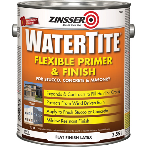 Watertite&reg; Weatherproof Flexible Primer & Finish, 3.55 L, Gallon, White Absolute Business Supply