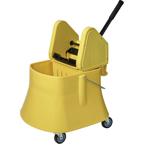 Ensemble de seau pour vadrouille et essoreuse Champ, Pression vers le bas, 10 gal. US (40 pintes), Jaune Absolute Business Supply