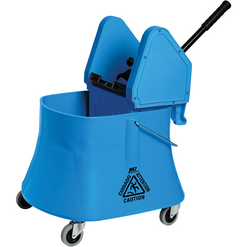 Ensemble de seau pour vadrouille et essoreuse Champ, Pression vers le bas, 10 gal. US (40 pintes), Bleu Absolute Business Supply