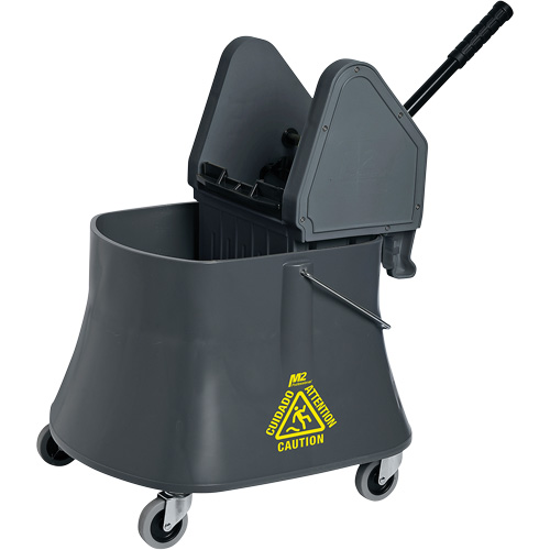 Ensemble de seau pour vadrouille et essoreuse Champ, Pression vers le bas, 10 gal. US (40 pintes), Gris Absolute Business Supply