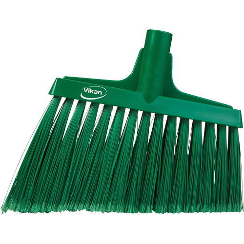 Angled Broom Head, Split Bristles, 11-1/2", Polyester, Green Absolute Business Supply