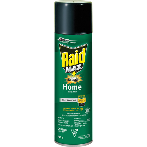 Raid&reg; Max&reg; Home Insect Killer Insecticide, 500 g, Aerosol Can, Solvent Base Absolute Business Supply