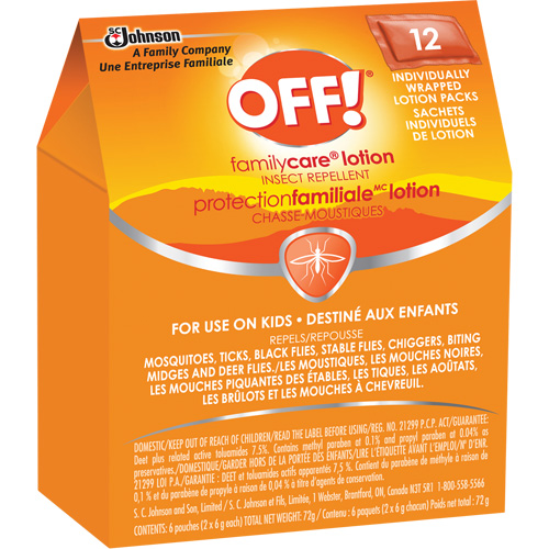 OFF! FamilyCare&reg; Insect Repellent, 7.5% DEET, Lotion, 6 g Absolute Business Supply