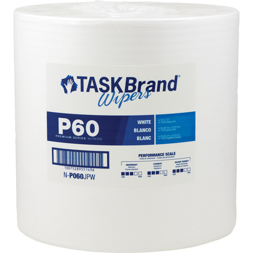 TaskBrand&reg; P60 Premium Series Wipers, All-Purpose, 13" L x 12" W Absolute Business Supply