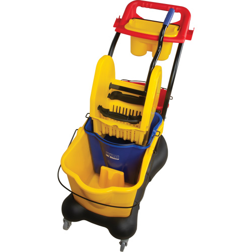 Multifunctional Mop Trolley, Down Press, 9.5 US Gal.(38 Quart), Yellow Absolute Business Supply