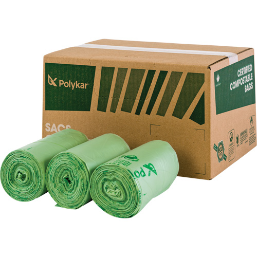 Sacs certifi&eacute;s compostables, R&eacute;gulier, 17" lo x 17" la, Vert, Capacit&eacute; de 10 L (3 gal.) Absolute Business Supply