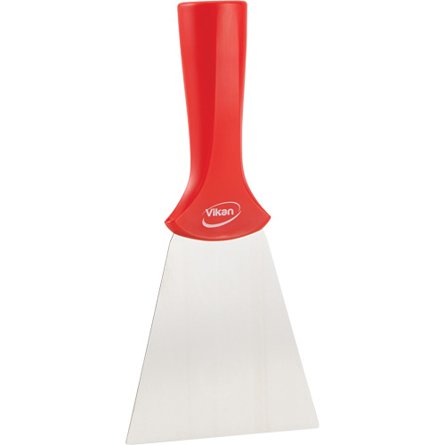 Handle-Mounted Stainless Steel Scraper, Red, 4" W x 8" L Absolute Business Supply
