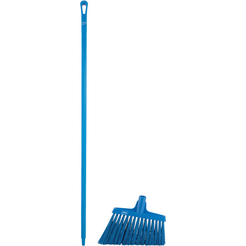 Angle Broom Head with Handle, X-Coarse Bristles, 12", Polyester, Blue Absolute Business Supply