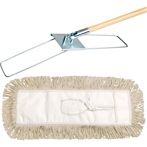 Break-Ezy Dust Mop System, Tie-On Style, Cotton, 48" L x 3-1/2" W Absolute Business Supply