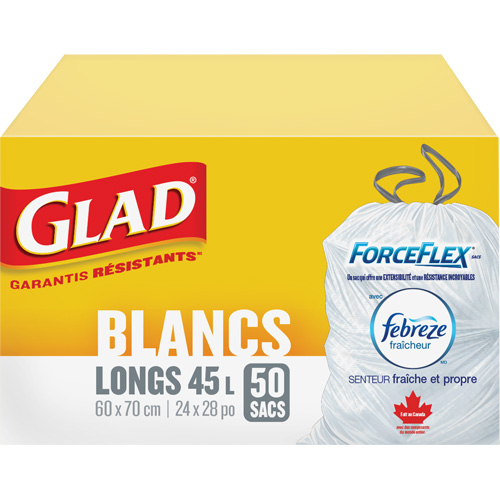 Tall 45L Febreze Garbage Bags, Regular, 24" W x 28" L, White Absolute Business Supply
