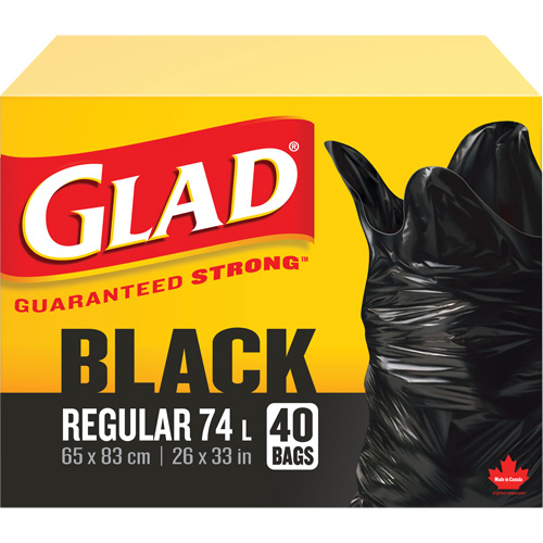 74L Garbage Bags, Regular, 26" W x 33" L, Black Absolute Business Supply