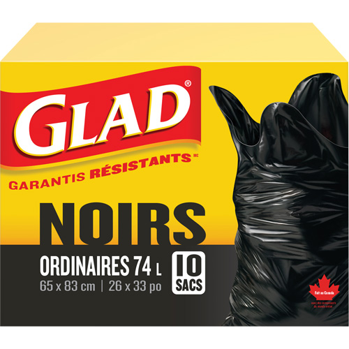 74L Garbage Bags, Regular, 26" W x 33" L, Black Absolute Business Supply
