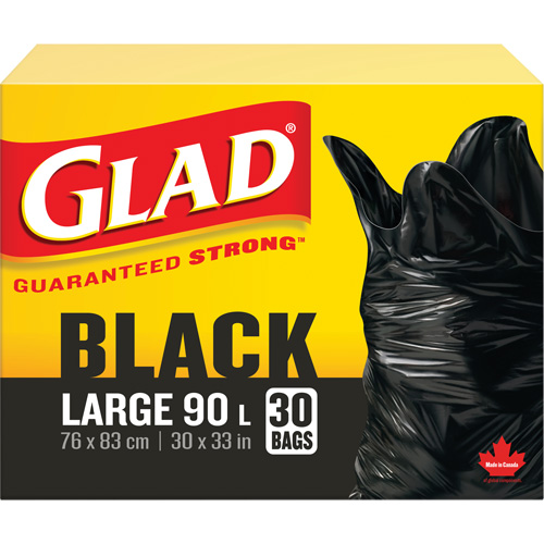90L Garbage Bags, Regular, 30" W x 33" L, Black Absolute Business Supply