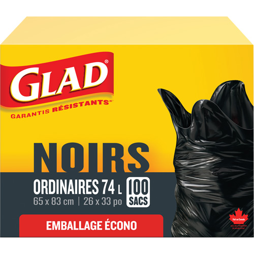 74L Garbage Bags, Regular, 26" W x 33" L, Black Absolute Business Supply