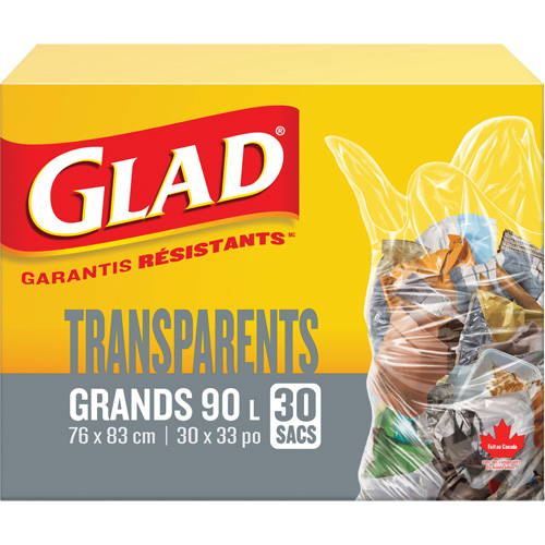 90L Garbage Bags, Regular, 30" W x 33" L, Clear Absolute Business Supply