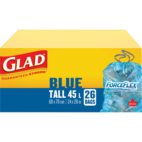 45L Recycling Bags, Regular, 24" W x 28" L, Blue Absolute Business Supply