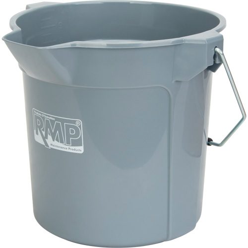 Round Bucket with Pouring Spout, 2.64 US Gal. (10.57 qt.) Capacity, Grey Absolute Business Supply