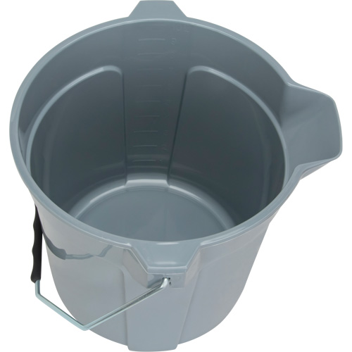 Round Bucket with Pouring Spout, 2.64 US Gal. (10.57 qt.) Capacity, Grey Absolute Business Supply