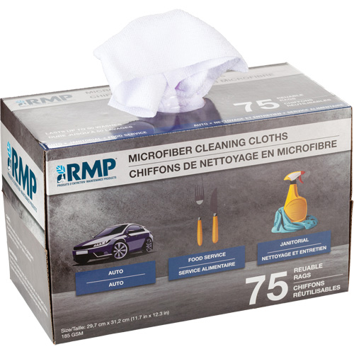 Chiffons lavables pour le nettoyage, Microfibre, Blanc Absolute Business Supply