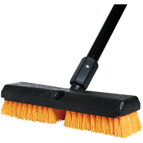 Cleaning Brush with Handle, 10" L, Polypropylene Bristles, Black/Red Absolute Business Supply
