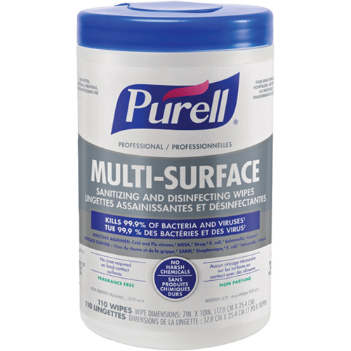 Lingettes d&eacute;sinfectantes et assainissantes professionnelles pour toute surface, 7" x 10", 110 lingettes Absolute Business Supply