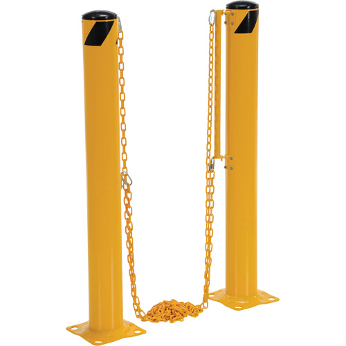 Dock Chain Barrier Bollard System, Steel, 42" H x 6-5/8" W, Yellow Absolute Business Supply
