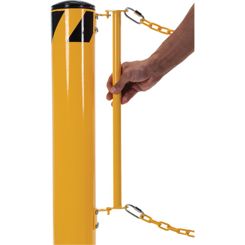 Dock Chain Barrier Bollard System, Steel, 42" H x 6-5/8" W, Yellow Absolute Business Supply