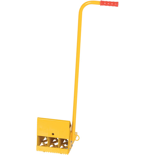 Cale de roue avec poign&eacute;e ergonomique, Acier, Jaune, 8" la x 10-3/4" p x 9-1/8" h Absolute Business Supply