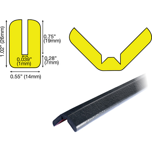 Butoir de protection de rebords mod&egrave;le W 1M, Longueur 3,25' (0,99 m) Absolute Business Supply