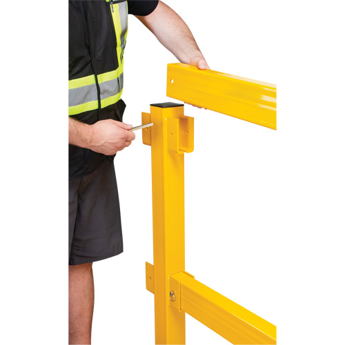 In-Line Post for Light-Duty Guard Rails, Steel, 42" H, Safety Yellow Absolute Business Supply