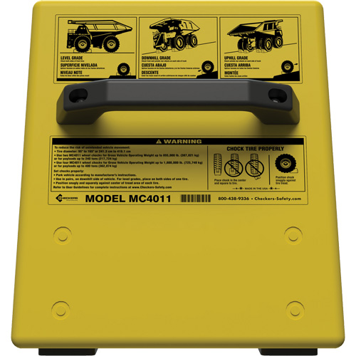 Cale de roue ultra-robuste pour l'exploitation mini&egrave;re Checkers Safety sans support, PEHD, Jaune, 14-1/2" la x 17-1/2" p x 16" h Absolute Business Supply