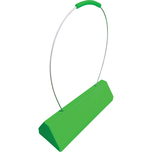 Checkers Safety SafeRay  Aircraft Wheel Chock with Ergonomic Cable Handle, Urethane, Fluorescent Green, 24" W x 8" D x 6" H Absolute Business Supply