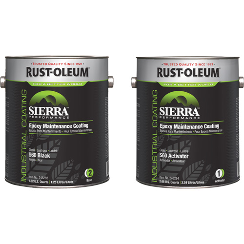 Sierra S60 Water-Based Epoxy Maintenance Coating Kit, Gallon, Black Absolute Business Supply