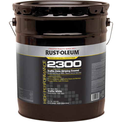 High-Performance 2300 System Traffic Zone Striping Paint, White, 5 gal., Pail Absolute Business Supply